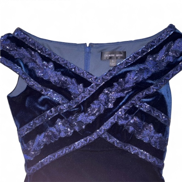 Tadashi Shoji Midnight Blue Velvet Midi Dress - Picture 3 of 7